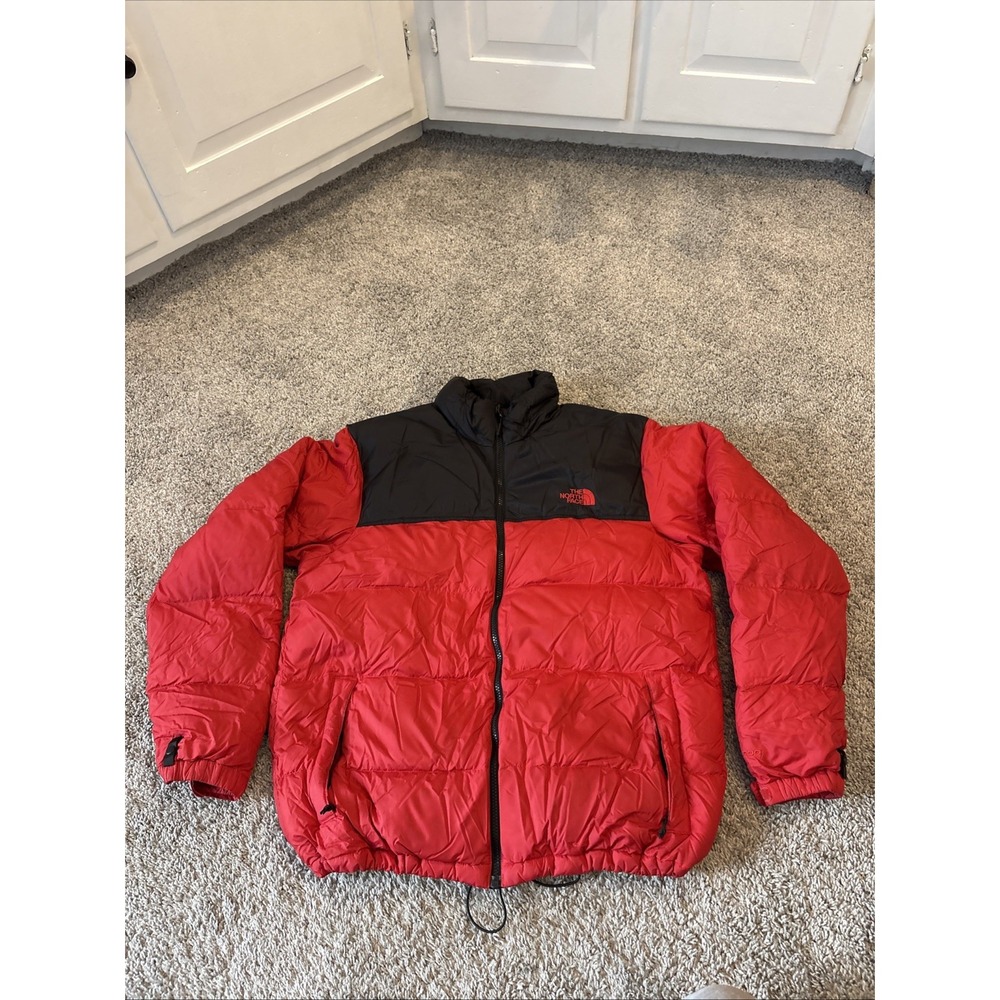 Men's The North Face Red Black Puffer Jacket 700 Fill Down Nupste Coat Large L